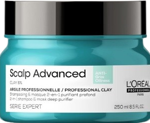 L’Oréal Professionnel Scalp Advanced Anti-Oiliness 2-In-1 Deep Purifier Clay | For Oily Scalp | With 3% AHA (250 Gm).